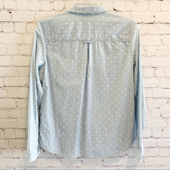 Madewell Light Chambray Polka Dot Shirt Size M GUC - Picture 6 of 8